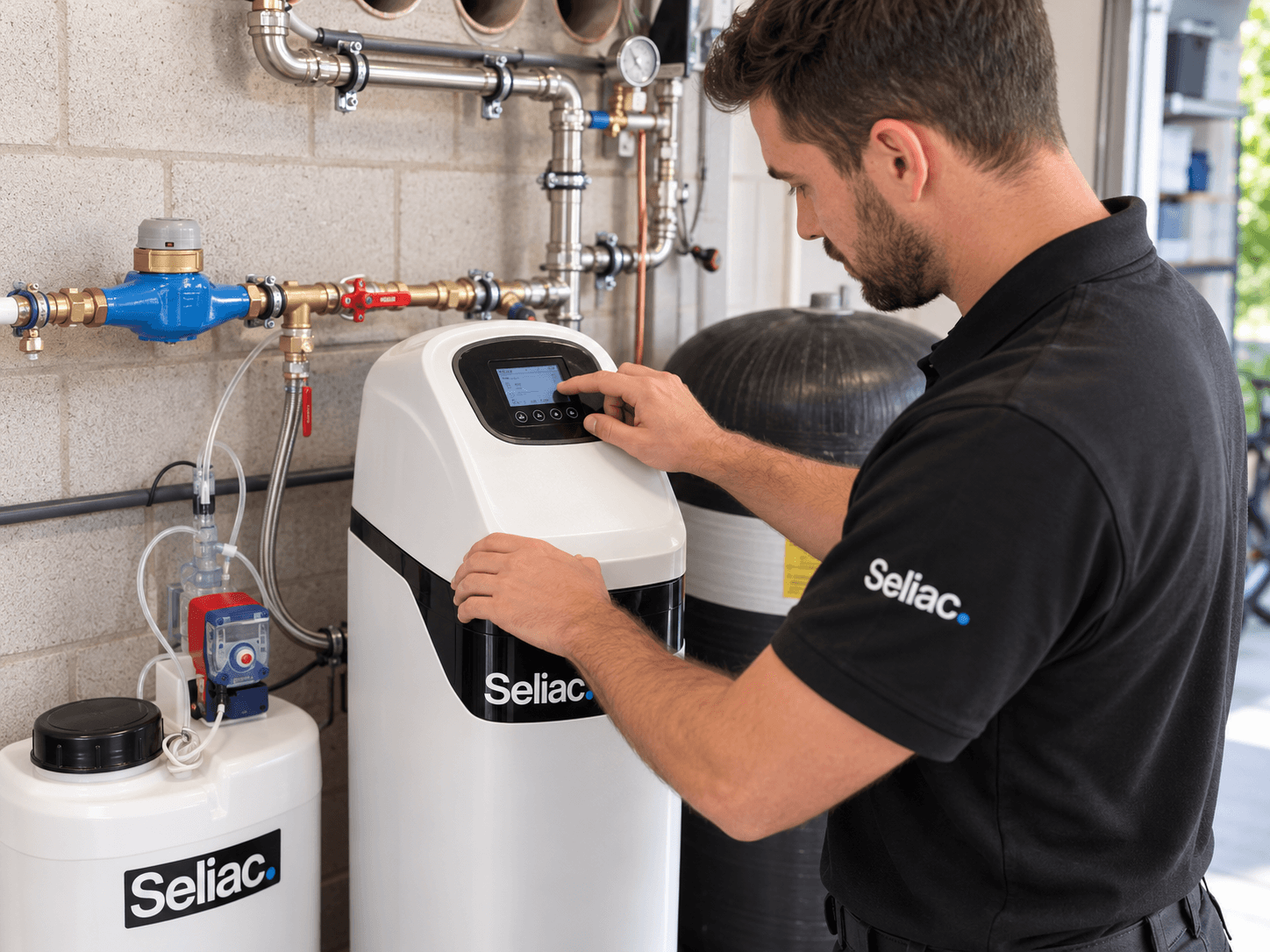 Adjusting the control panel of a Seliac water softener